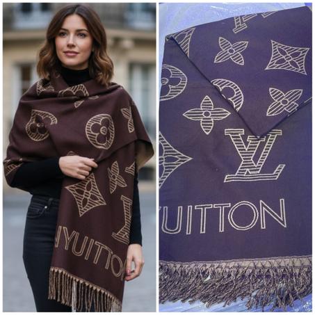 châle en cachemire L.V Marron ( LV11)