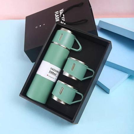 😍 Vacuum Flask Set with 3 Stainless Steel Cups Combo - 500ml 😍