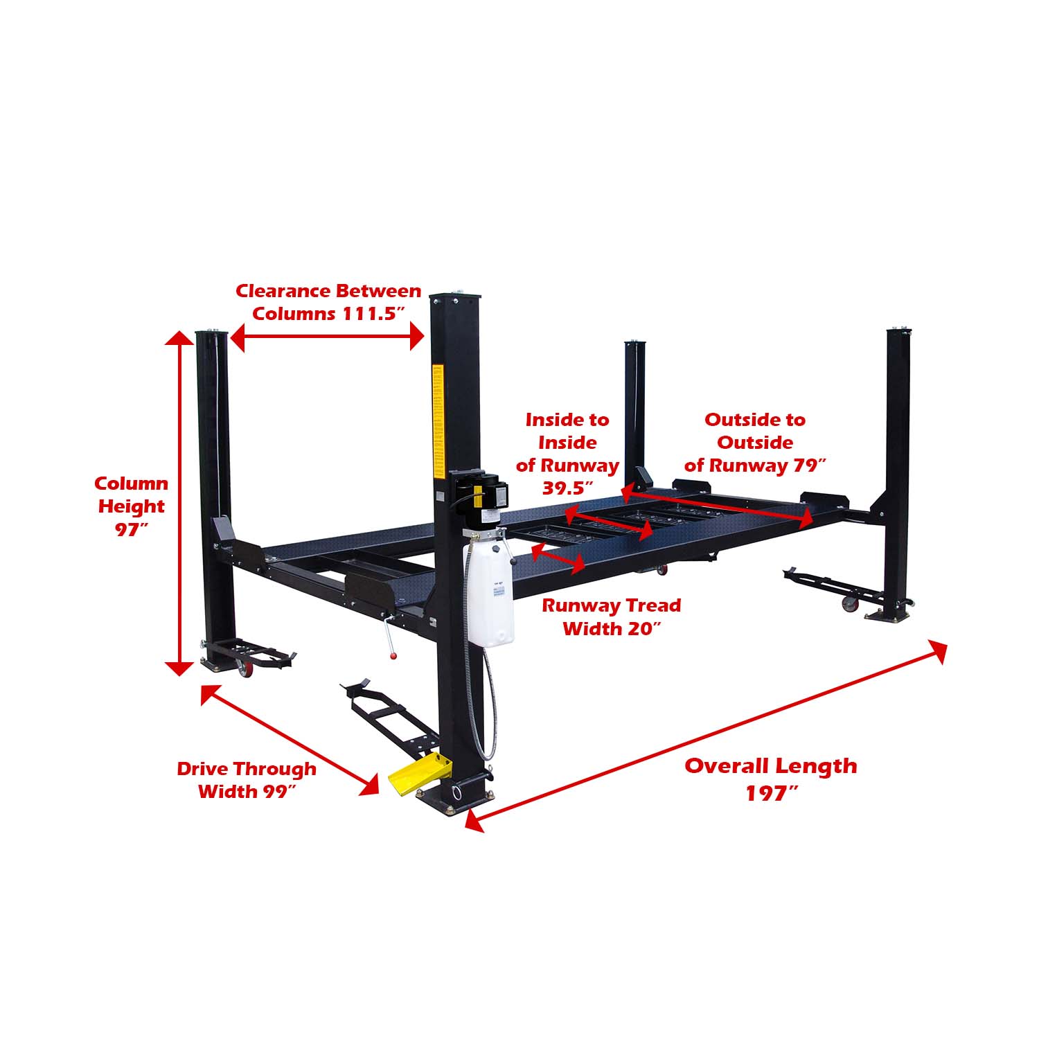 APlusLift 8000LB 4-Post Portable Parking Storage Service Car Lift - HW-8S or HW-8SXLT
