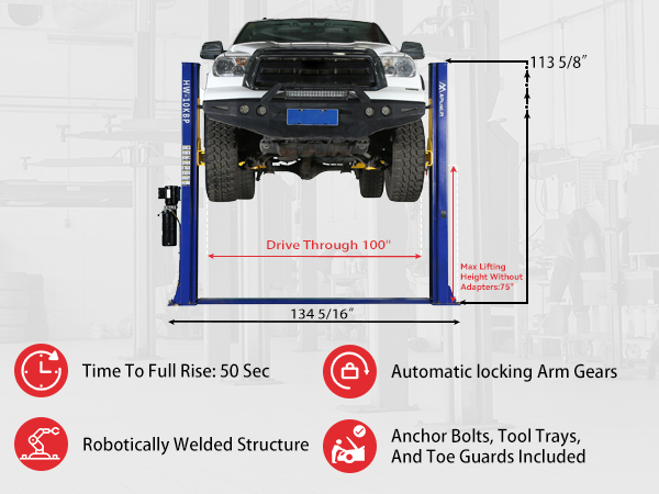 APlusLift HW-10KOH-A 10000LB Two Post Overhead Clear Floor Car Lift