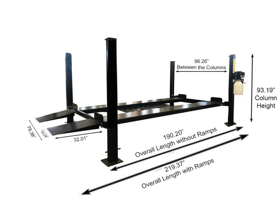 APlusLift 8000LB 4-Post Portable Parking Storage Service Car Lift - HW-8S or HW-8SXLT