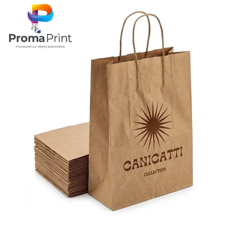 Sac Kraft poignée torsadée écru