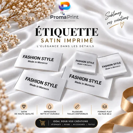 Étiquette satin normal blanche Plate
