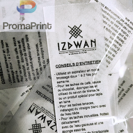 Etiquette SATIN de composition et d'entretien