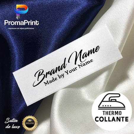 Étiquettes satin de LUXE thermocollante personnalisées