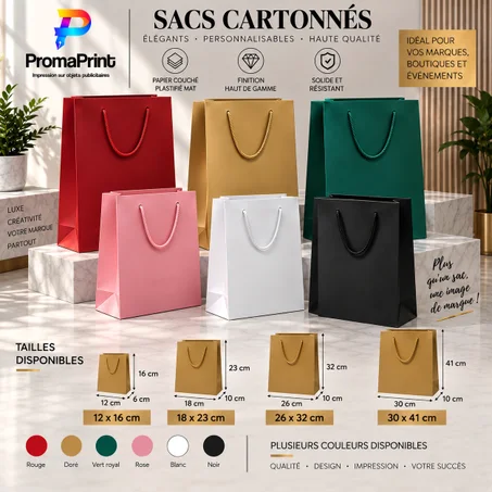 Sac cartonné vide Couleurs ( Format Portrait )