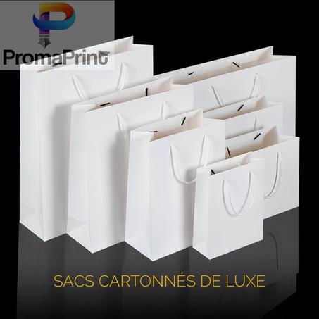 Sac cartonné Luxe blanc plastifié avec LOGO