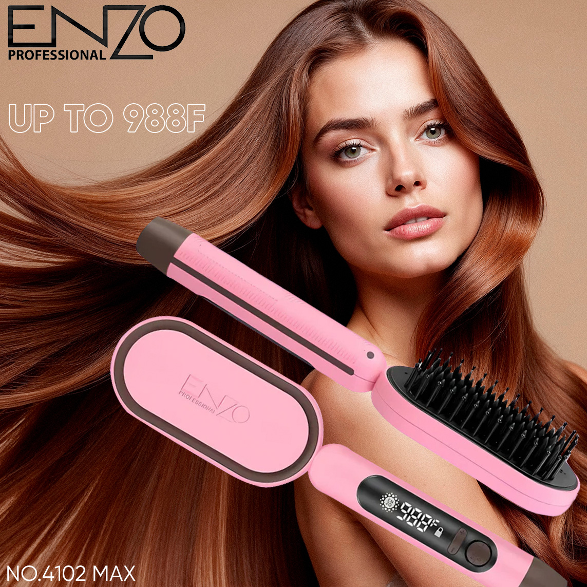 ENZO PROFESSIONAL Peigne Pour Cheveux Chauffante Lissante Pro 988F