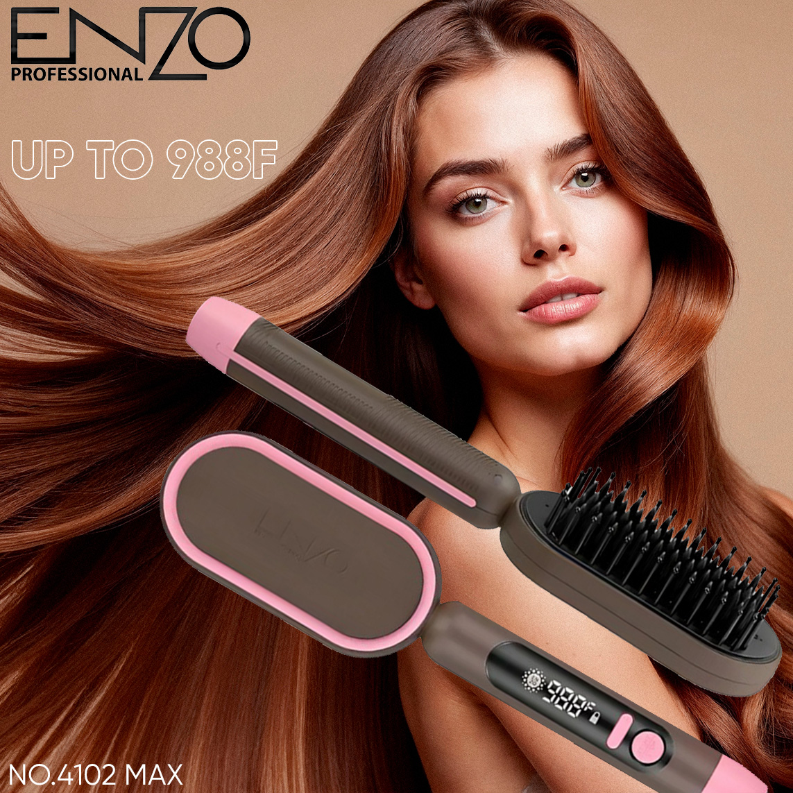 ENZO PROFESSIONAL Peigne Pour Cheveux Chauffante Lissante Pro 988F