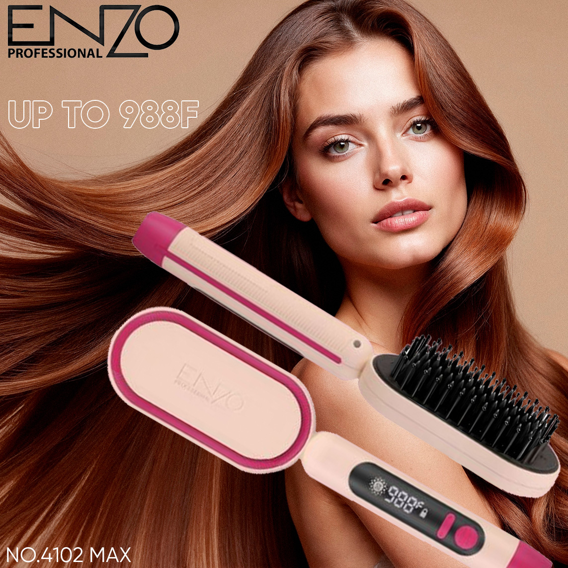 ENZO PROFESSIONAL Peigne Pour Cheveux Chauffante Lissante Pro 988F