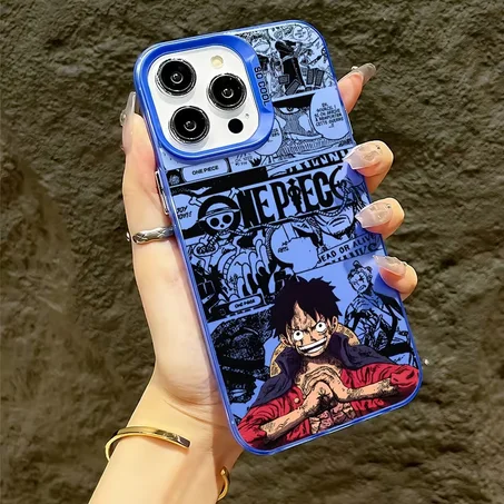 Monkey D. Luffy Blue Manga Collage iPhone Case – One Piece Anime Cover for Pirate Fans ☠️💙