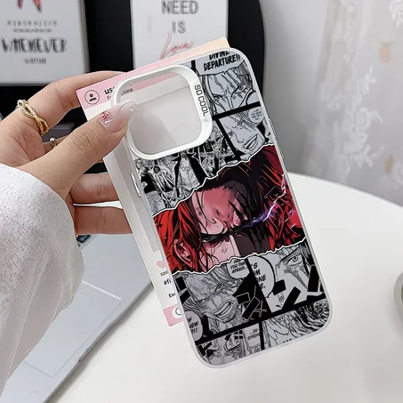 Anime Manga Red Hair iPhone Case – Black & White Comic Cover with Epic Character Design 🔥📱