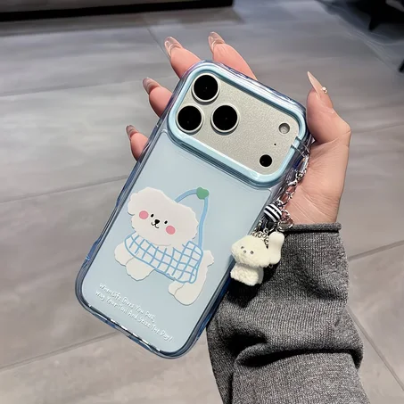 Bear iPhone Case – Soft Blue Cartoon Design | Cute & Cozy Phone Cover ✨🧸💙