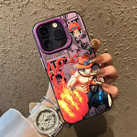 One Piece Ace Flame iPhone Case – Anime Fire Manga Cover with Pirate Design 🔥📱