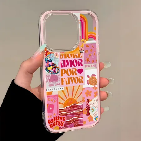 Retro Summer Collage iPhone Case – Cute Pink Aesthetic Cover with Sunset, Disco & Coastal Vibes ✨📱
