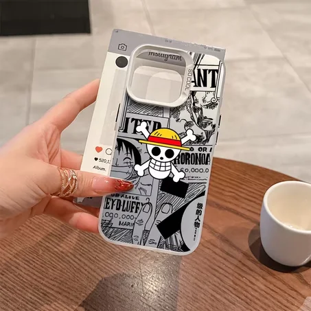 Anime Skull Pirate iPhone Case – Black & White Manga Style Cover with Iconic Cartoon Design ☠️📱