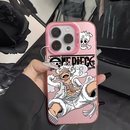 One Piece Gear 5 Luffy iPhone Case – Pink Anime Cover with Iconic Pirate Design ☠️📱