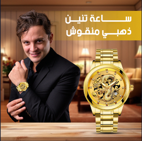 ساعة التنين الذهبي للرجال