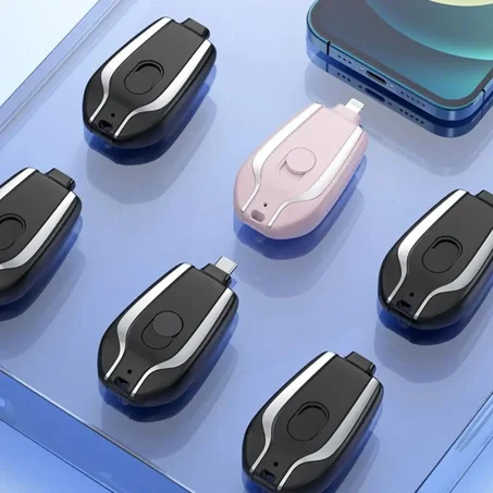 شاحن للطوارئ ميني باور بانك المحمول شاحن الهاتف للأندرويد والأيفون معلق في سلسلة المفاتيح