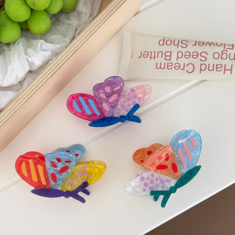 🦋​🔵​🩷​💜Pince à griffe couleur mixte bleu rose violet "Papillon"💜​🩷​🔵​🦋