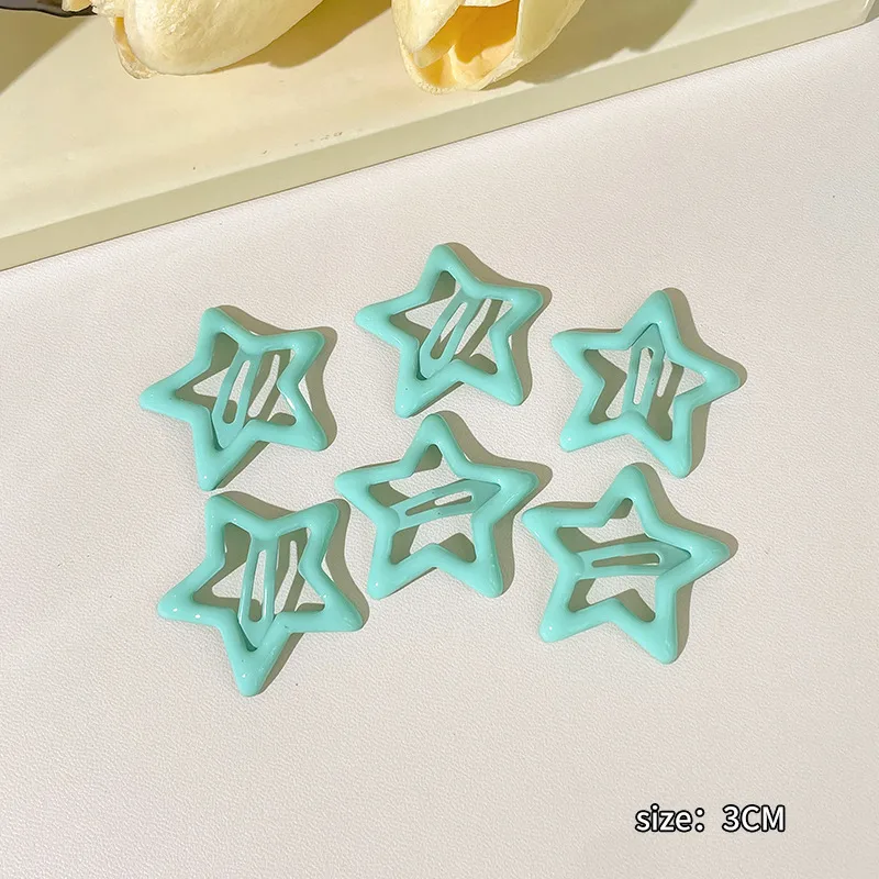 💫​​✨🩵​💚​​​Pack de 6 pinces "Etoiles" bleu vert effet huileux🩵​💚💫​​✨