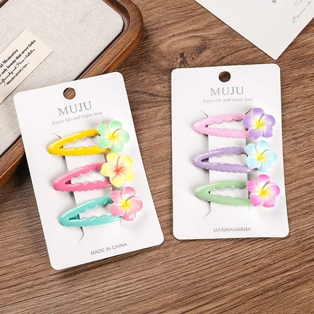 🌸​🌺Set de 3 pinces à franges latérales multicolore "Fleur à cinq feuilles"​✨​🌸​🌺