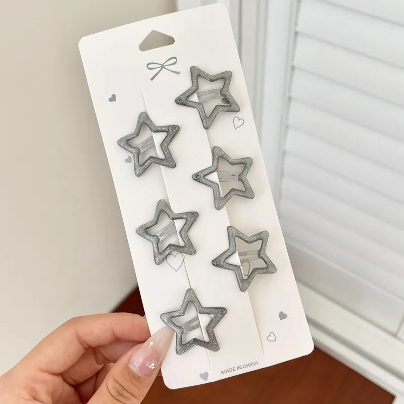 💫​​✨🩶🩶​​​Pack de 6 petites pinces "Etoiles" argentées brillantes🩶🩶💫​​✨