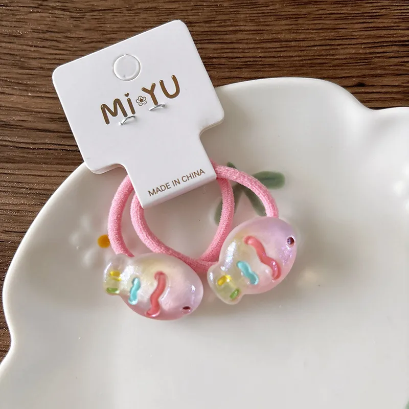 🩷​🐠​✨Pack de 2 élastiques rose avec ornement motif « poisson»🩷​🐠​✨