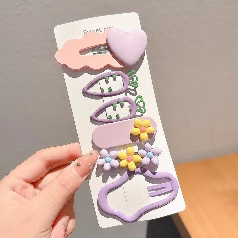 ✨​💜​🟣​🌷Set de 6 pinces lilas à combinaison de cœur, fleur et carotte✨​💜​🟣​🌷