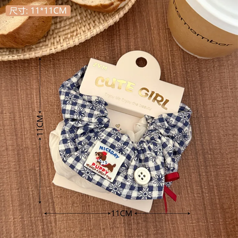 🥰✨💙​​🔷​🔹Pack de 2 grands chouchous assortis bleu marine blanc à carreaux floraux✨💙​​🔷​🔹