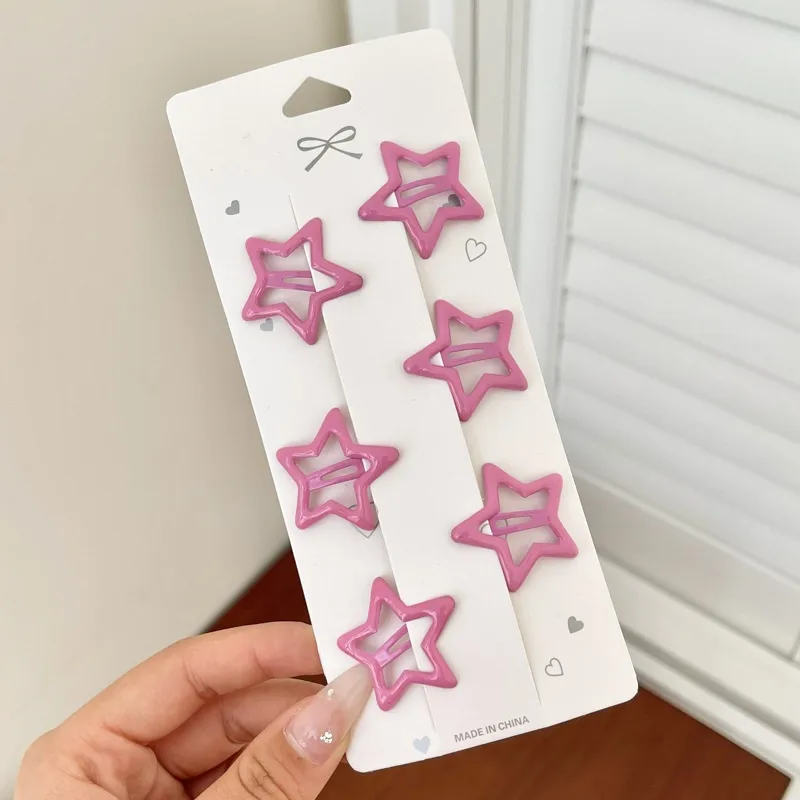 💫​​✨​​🩷​Pack de 6 pinces "Etoiles" rose foncé effet huileux💫​​✨​​🩷