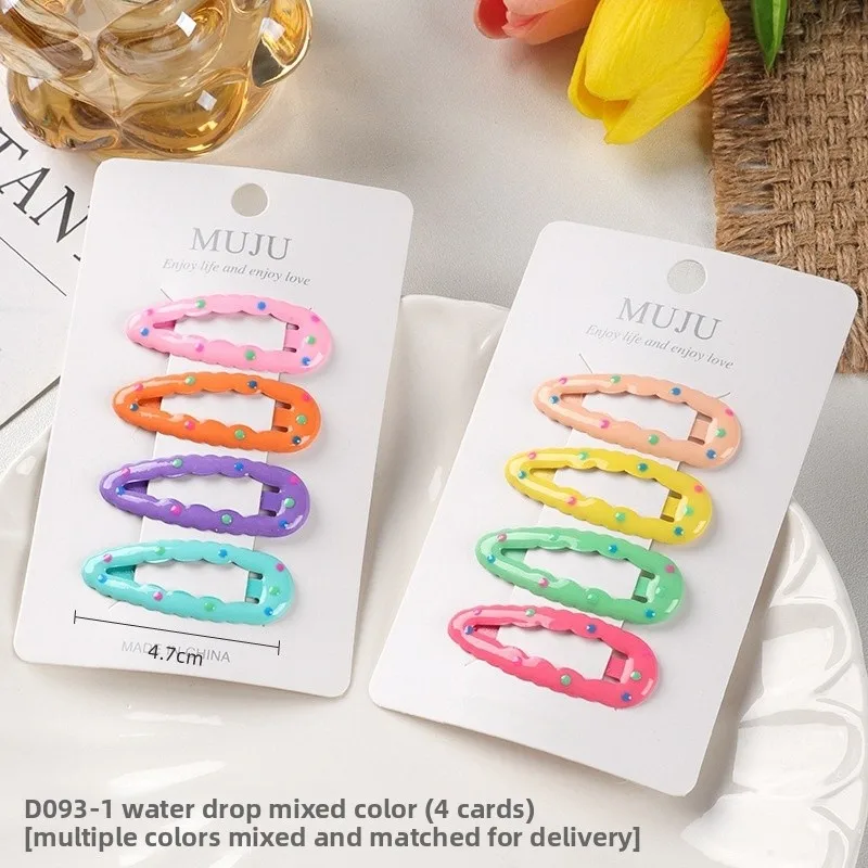 💧​🩸​🤩Set de 4 pinces à franges latérales couleur mixte "Goutte d'eau"💧​🩸​🤩