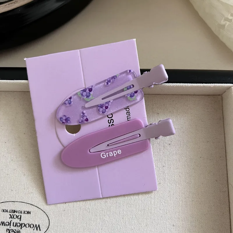 🍇​💜​🍇​🤩​Pack de 2 pinces violet à motifs fruités et géométriques "Raisins"🍇​💜​🍇​🤩