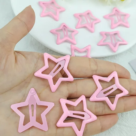 💫​​✨​​🩷​Pack de 6 pinces "Etoiles" rose clair effet huileux💫​​✨​​🩷