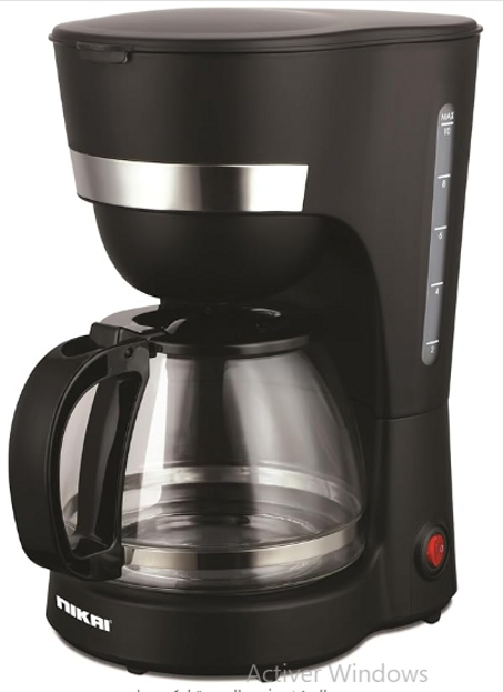 ماكينة تحضير القهوة سعة 1.25 لتر من نيكاي، وظيفة مضادة للتنقيط، 750 واط، وظيفة الحفاظ على الدفء، برطمان زجاجي، ضمان لمدة عامين - NCM1210AX، بلاستيك