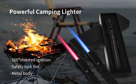 Briquet à Flamme Droite Coupe-Vent pour le Camping et les Activités Extérieures