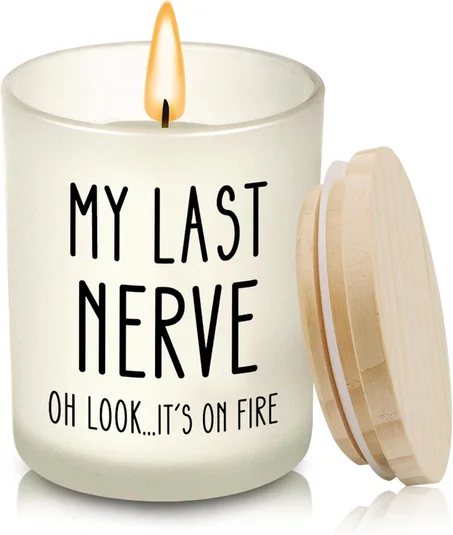 Regalos divertidos de Navidad para mujeres y hombres, ideas de regalos de cumpleaños y Navidad para mamá y esposa, regalos únicos y graciosos para mujeres que lo tienen todo, vela "My Last Ne