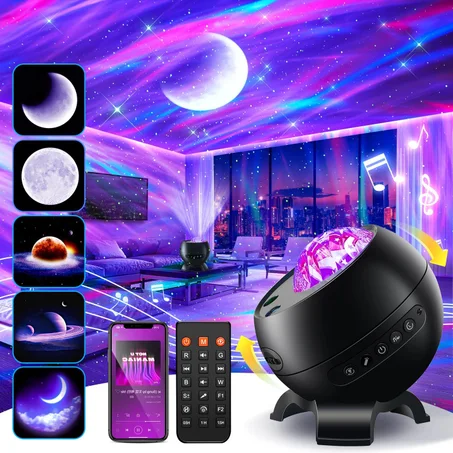 Proyector de luz Northern Galaxy, más de 300 modos y 5 películas, proyector de estrellas de 15 ruidos blancos y Bluetooth Moon Galaxy, regalos para niñas adolescentes, regalos de luces de est