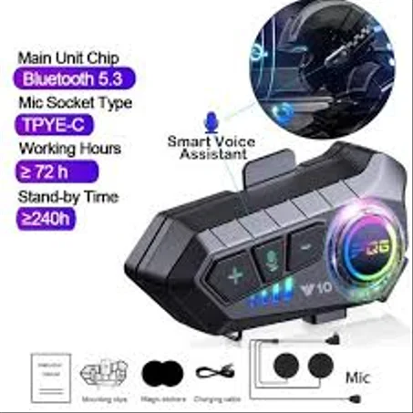 Intercome Casque de moto Bluetooth Y10 - Portée 300M, Batterie 2000mAh