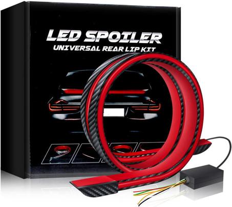LED Spoiler PVC DC12V Fibre De Carbone Arrière Tronc Spoiler