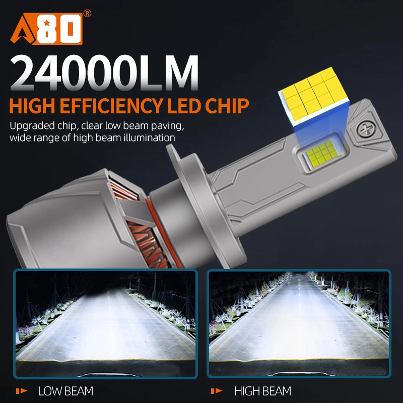 Phares LED A80 Super Power A13  – 240W, 24 000 Lumens, Blanc 6000K