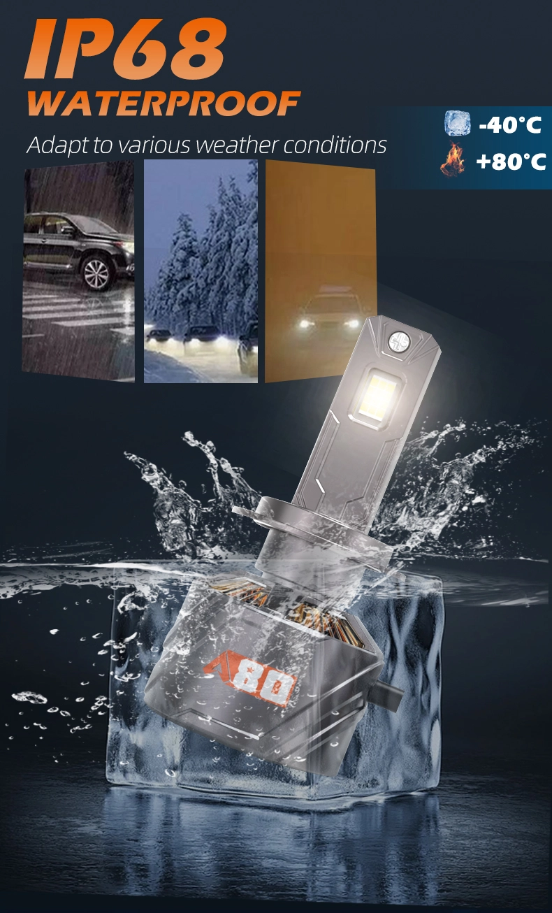 Phares LED A80 Super Power A13  – 240W, 24 000 Lumens, Blanc 6000K