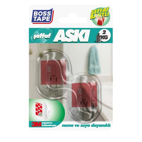 Lot 2 Crochets muraux  transparent  adhésifs - 3M - 2KG