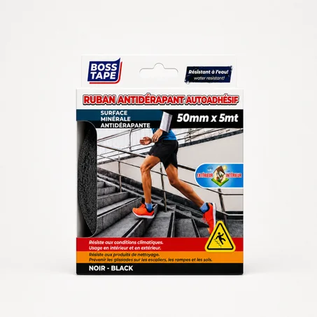 Ruban Anti-Dérapant BOSS TAPE Noir 50mmx5m – Escaliers Sécurité