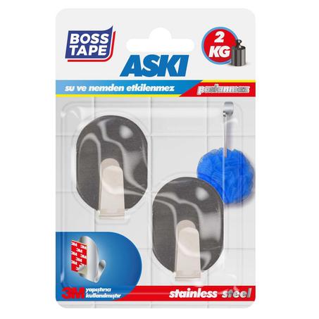 Lot 2 Crochets muraux en acier inoxydable  adhésifs - 3M - 2KG