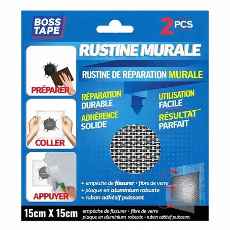 Wall Patch BOSS TAPE Réparation Murs et Plafonds 15cm x 15cm (2pcs) - Rustine Adhésive