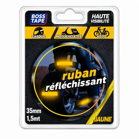Bande Réfléchissante BOSS TAPE Jaune 35mm – Sécurité Nuit