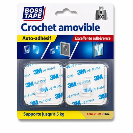 Accroche Tout BOSS TAPE 3M - Clipser Autoadhésif Sans Perçage