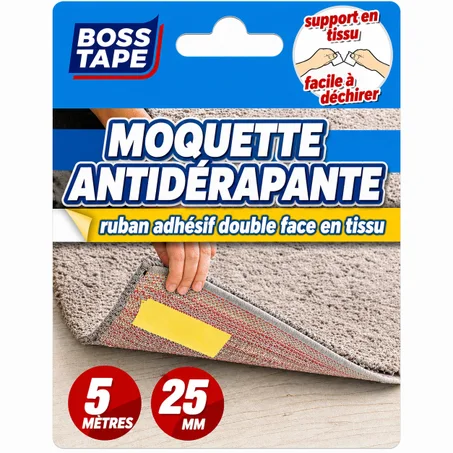 Ruban Double Face BOSS TAPE Moquette 25mm x 5m – Fixation Sol