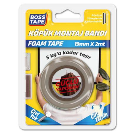 Ruban de montage en mousse acrylique  double face, BLANC ,5 kg, 19 mm x 2 mt